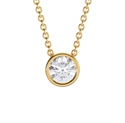 Yellow Gold Round Shape Diamond Solitaire Pendant With Bezel Setting